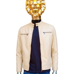 Beige Genuine Leather Jacket